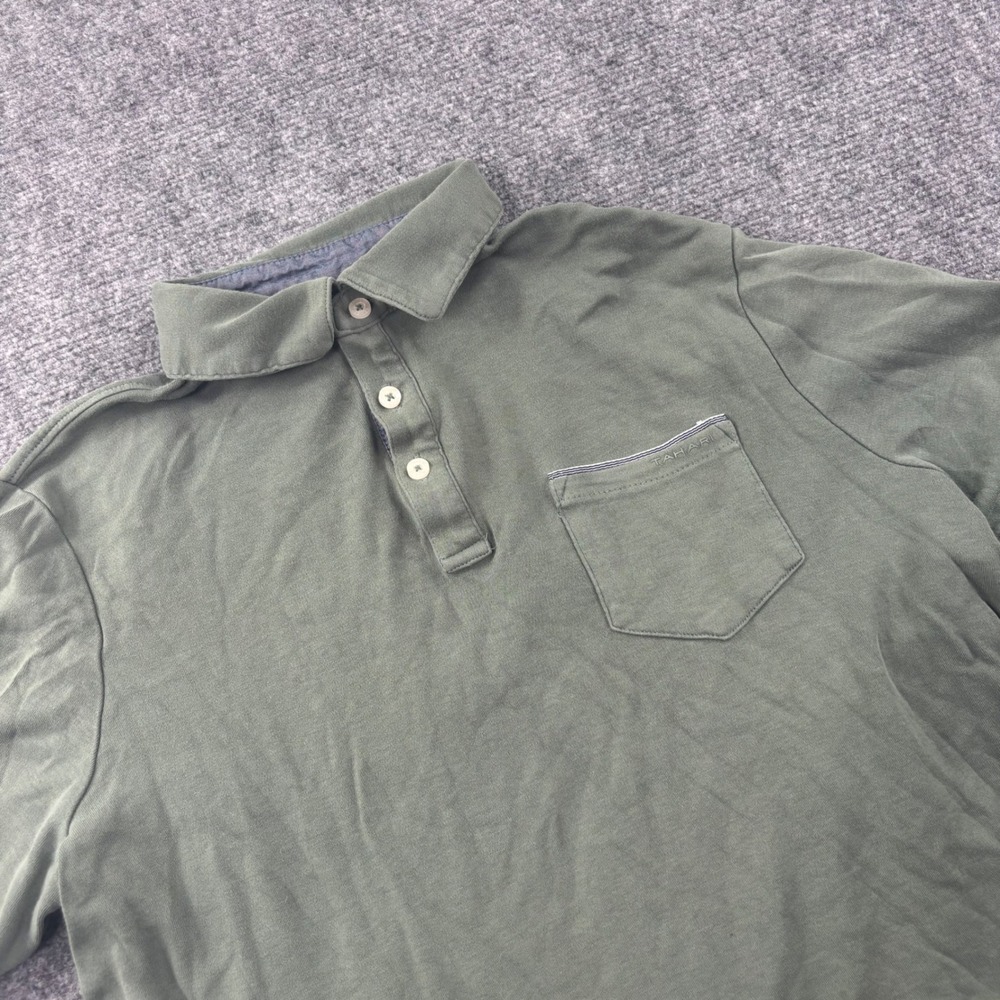 Tahari Polo Shirt Size Medium Green Short Sleeve Cotton Pocket Men's